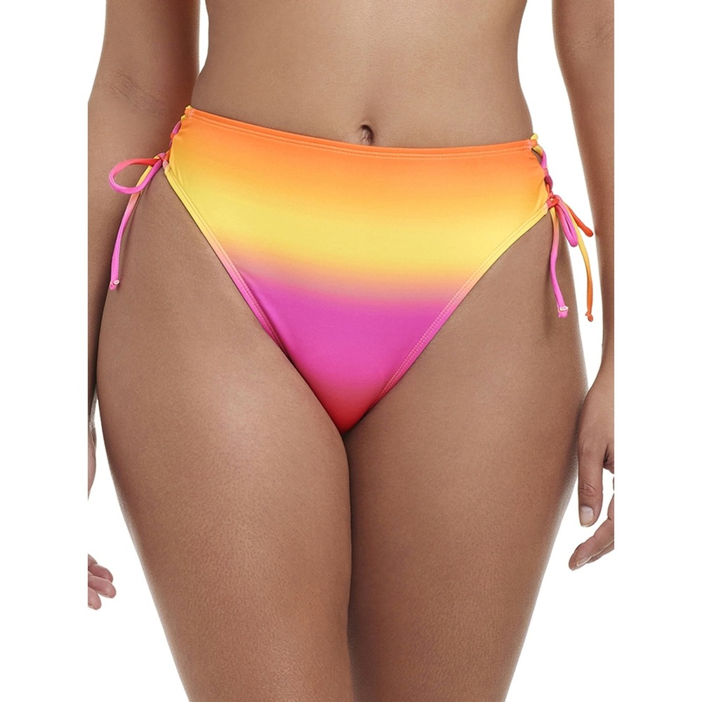 Jessica Simpson Womens Ombre Bikini Bottoms Size XL Side Tie Pink Orange NWT